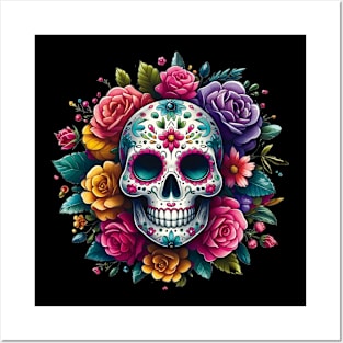 Sugar Skull Art - Floral Mystery Posters and Art